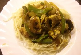 Chicken, mushroom & pepper in Black bean sauce