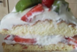 Sweet eggy creamy fruit cake